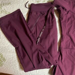 burgundy med couture scrub set